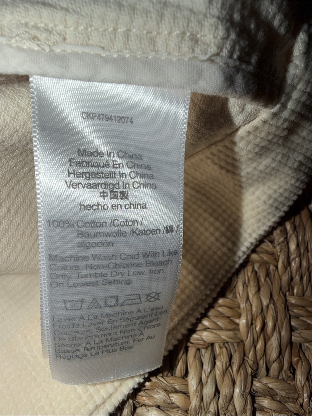 Madewell V-Neck Boxy Cotton Corduroy Pullover Top in Cream sz M - Picture 10 of 10